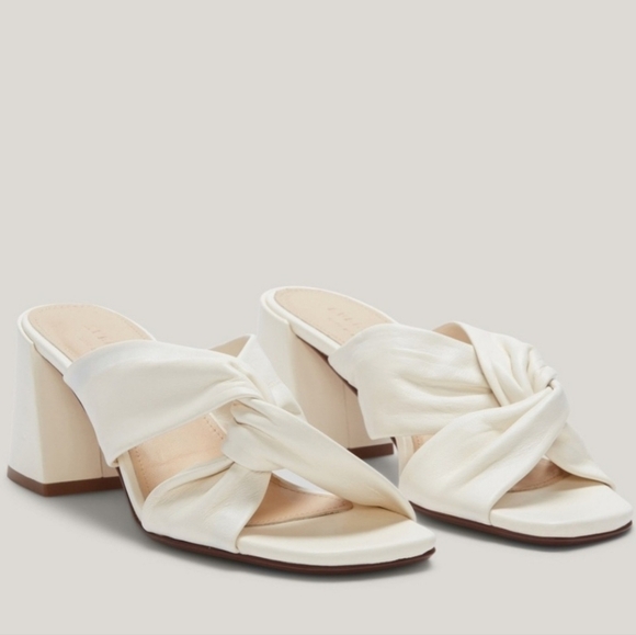 Everlane The Day Twist Heel in Cream Size  Leather Flared Block Heel - Picture 1 of 10